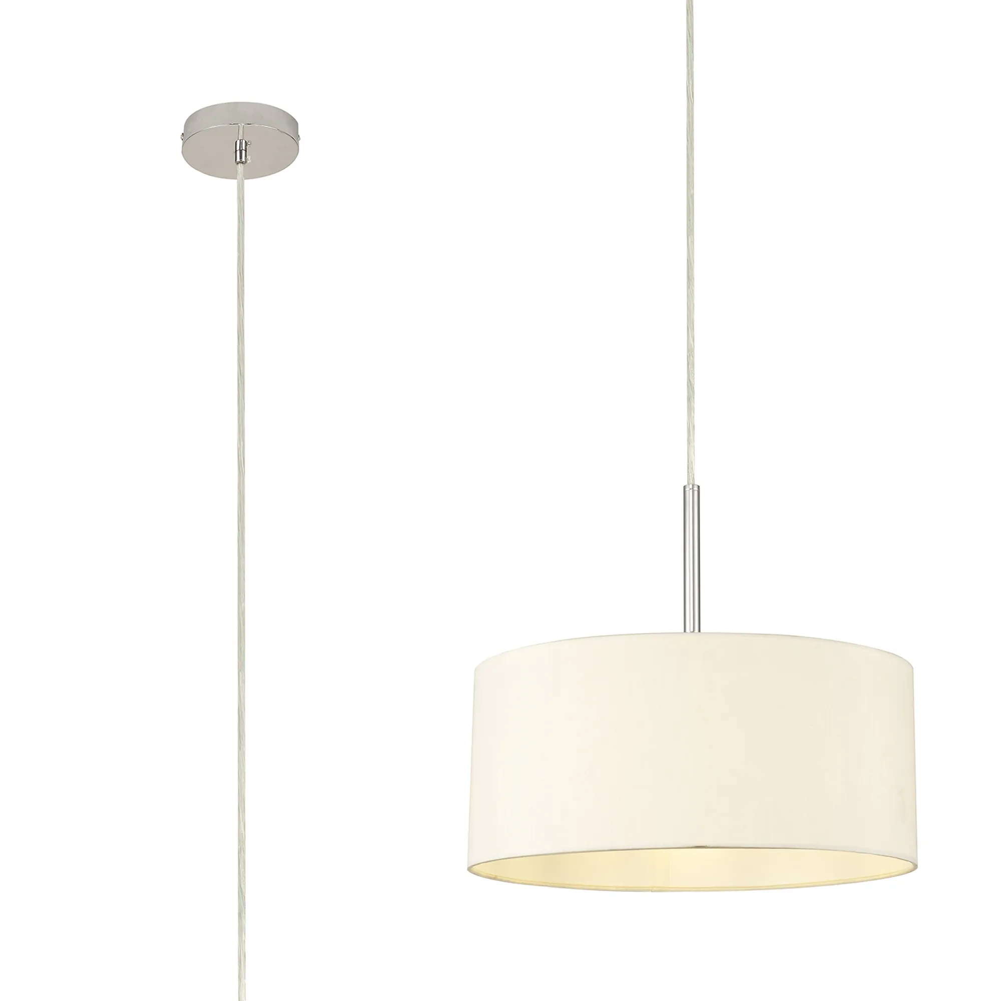 DK0127  Baymont 40cm Pendant 1 Light Polished Chrome, Ivory Pearl